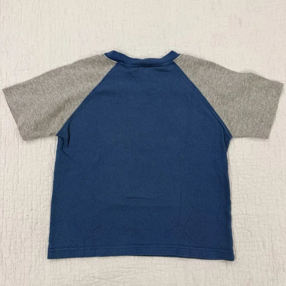 OshKosh B'gosh Boys 4T Blue/Gray Raglan Mesh Graphic T-Shirt Unicycle Tricycle